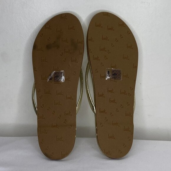 Beek Women's Sunbeam Flip Flop Sandals Gold Size 8 – Leather with Arch Support - Picture 2 of 6